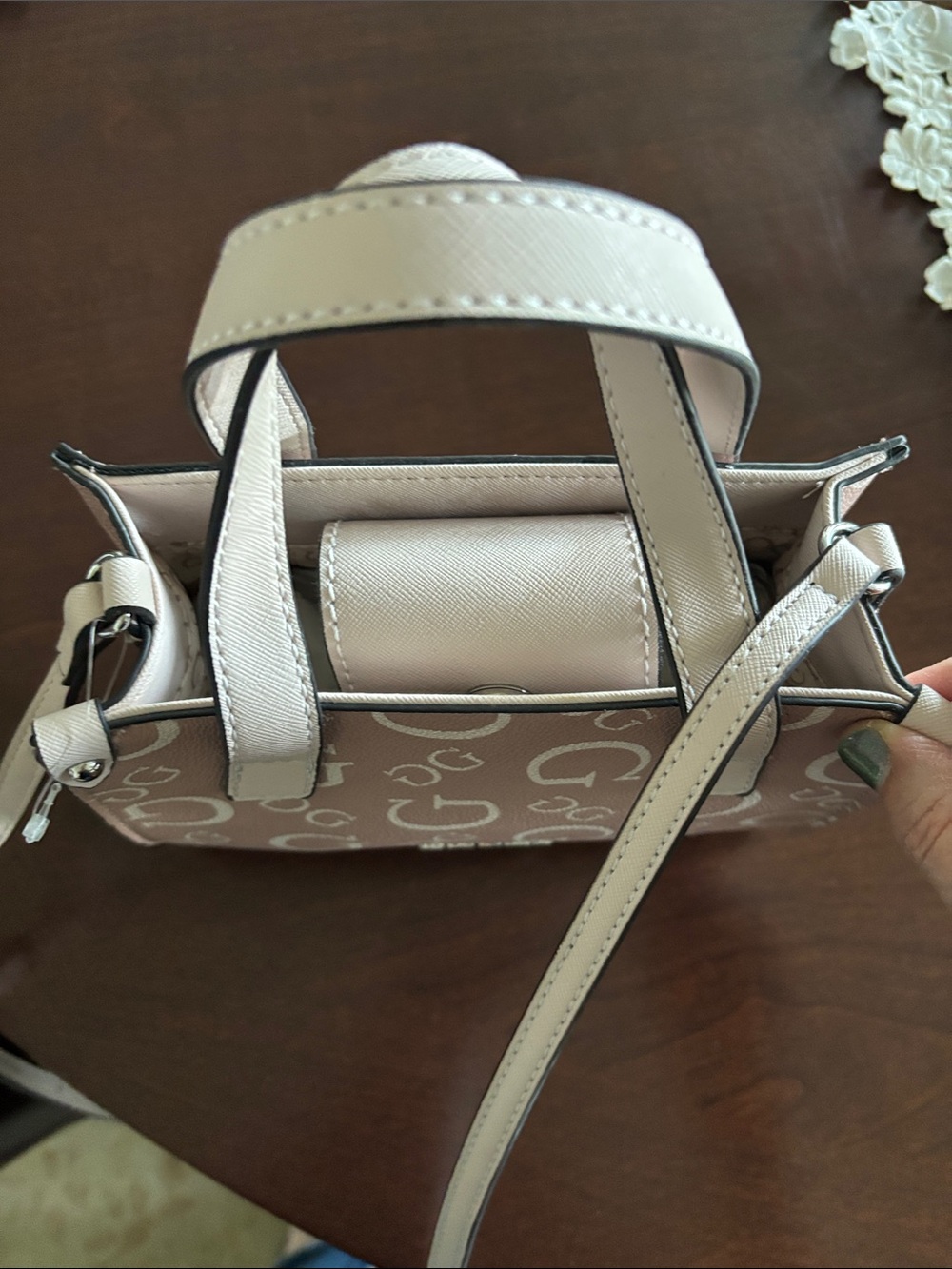 GUESS Blush Pink Monogram Crossbody Satchel - Picture 4 of 4
